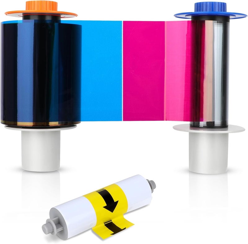 Vikua 84051 YMCK Color Ribbon, Compatible with Fargo Hdp5000 / Hdpii Model Printer, Replacement for Fargo Hdp5000 Ribbon, 084051 Ymck Full-Color Yields 500 Prints with Clean Spool - Image 1
